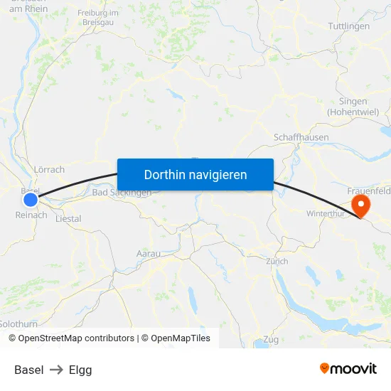 Basel to Elgg map