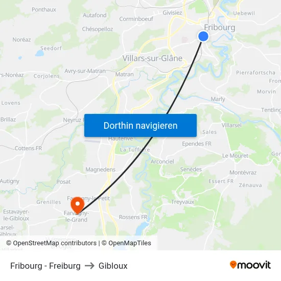 Fribourg - Freiburg to Gibloux map