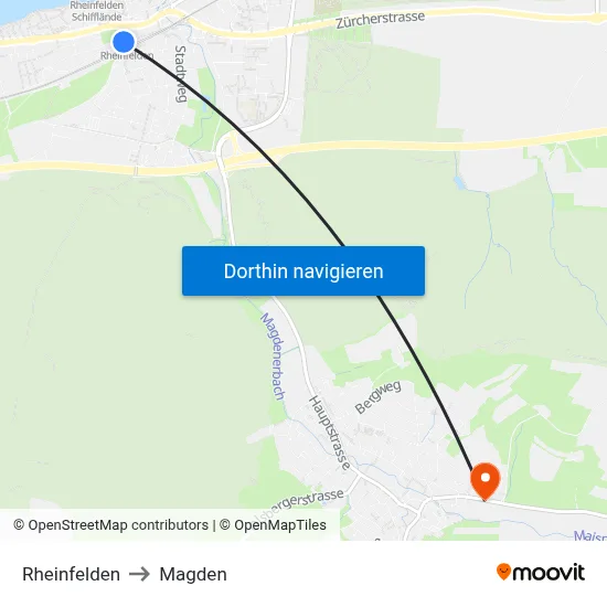Rheinfelden to Magden map