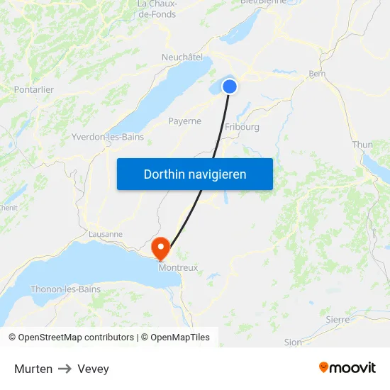 Murten to Vevey map