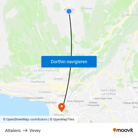 Attalens to Vevey map