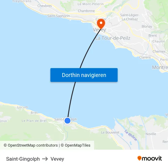 Saint-Gingolph to Vevey map