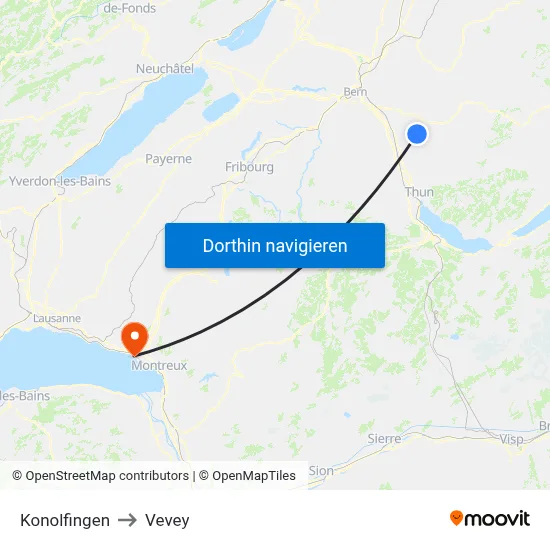 Konolfingen to Vevey map