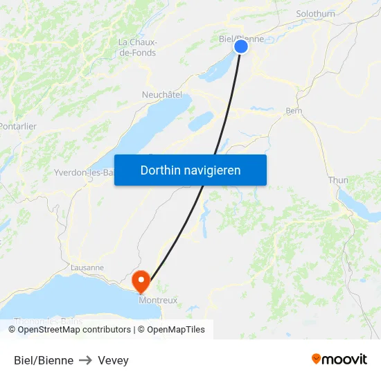 Biel/Bienne to Vevey map