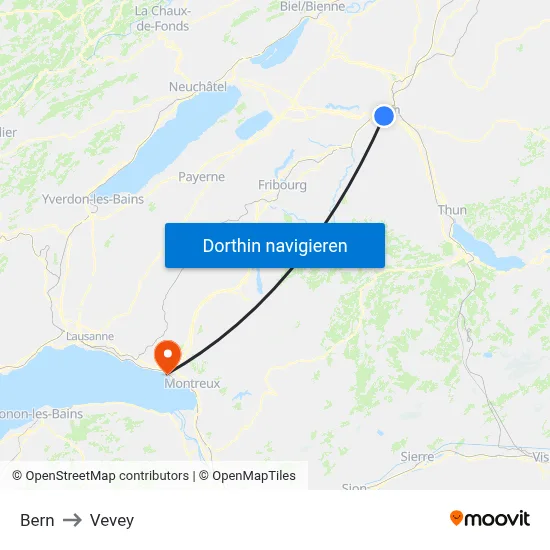 Bern to Vevey map