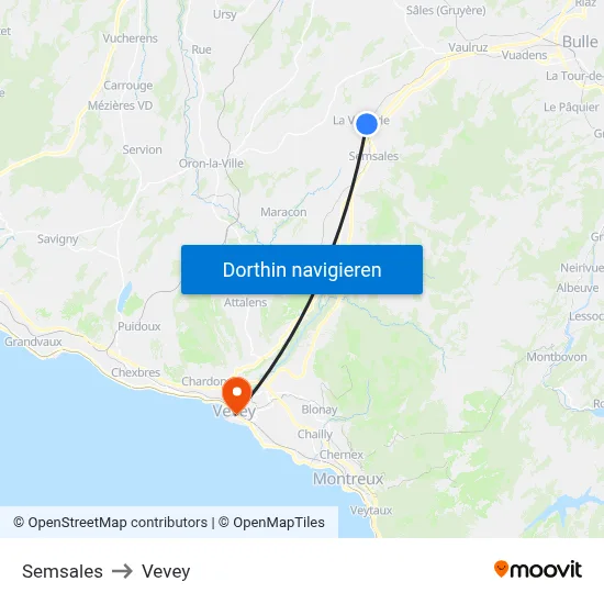Semsales to Vevey map