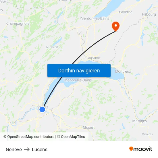 Genève to Lucens map