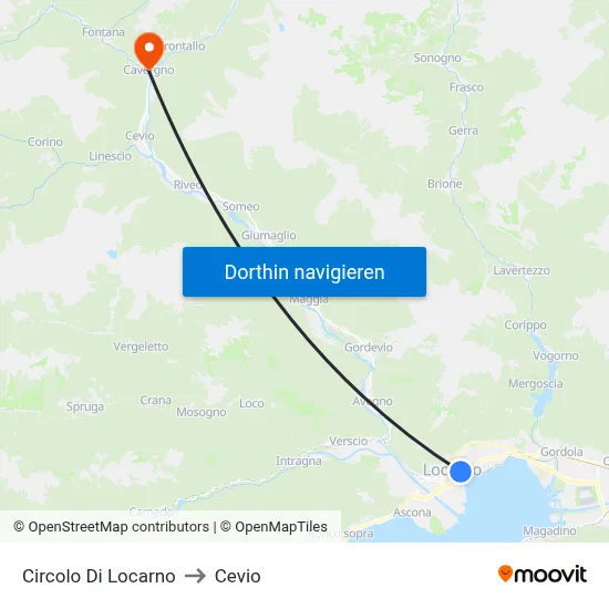 Circolo Di Locarno to Cevio map