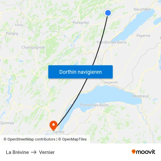 La Brévine to Vernier map