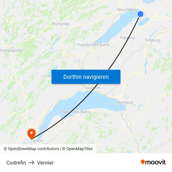 Cudrefin to Vernier map