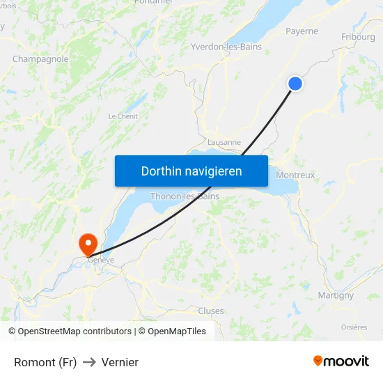 Romont (Fr) to Vernier map