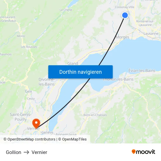 Gollion to Vernier map