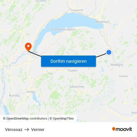 Vérossaz to Vernier map