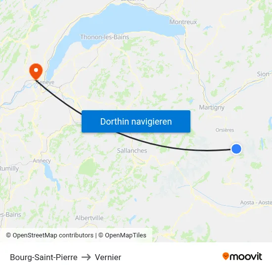 Bourg-Saint-Pierre to Vernier map