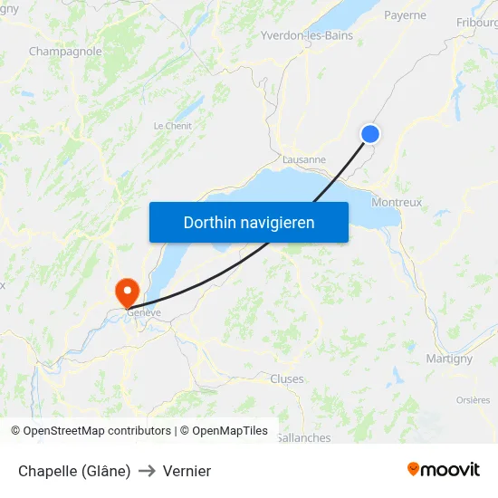 Chapelle (Glâne) to Vernier map