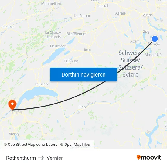 Rothenthurm to Vernier map
