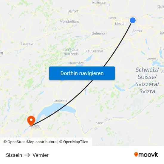 Sisseln to Vernier map