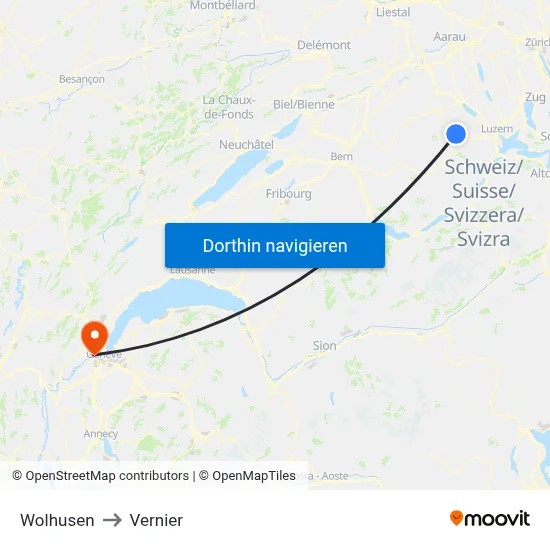 Wolhusen to Vernier map