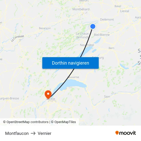 Montfaucon to Vernier map