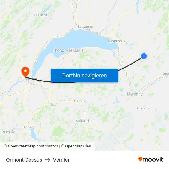Ormont-Dessus to Vernier map