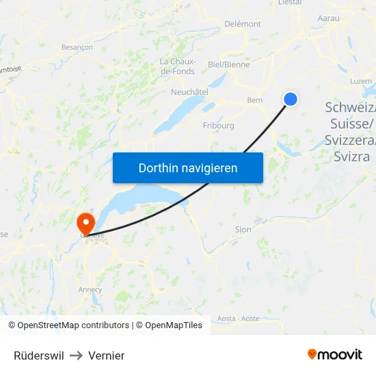 Rüderswil to Vernier map