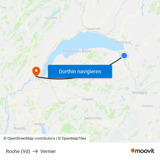 Roche (Vd) to Vernier map