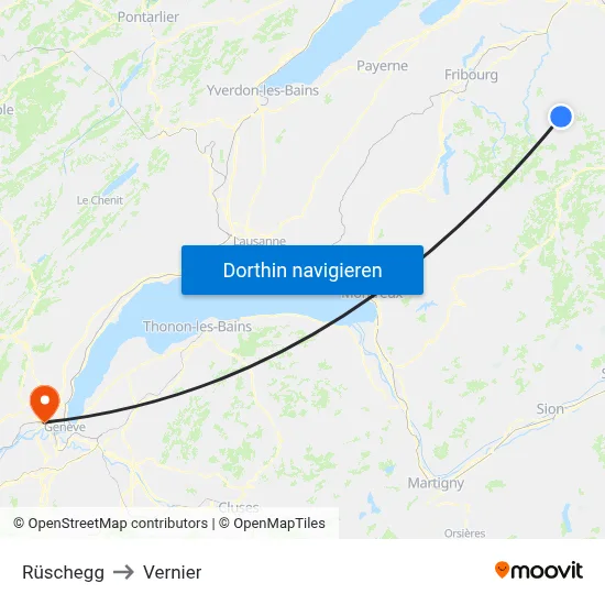 Rüschegg to Vernier map