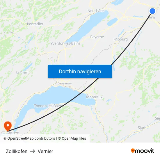 Zollikofen to Vernier map