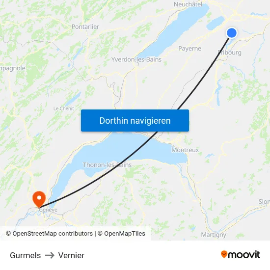 Gurmels to Vernier map