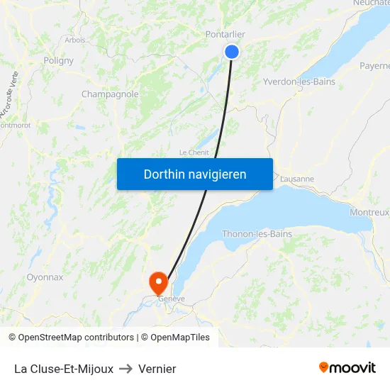 La Cluse-Et-Mijoux to Vernier map