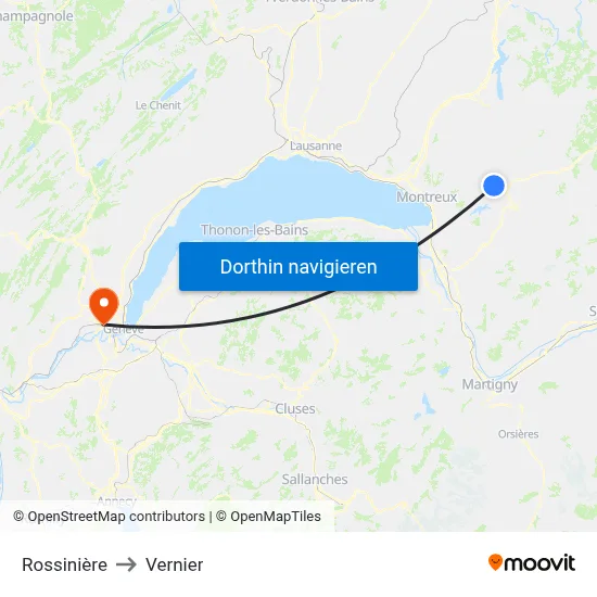Rossinière to Vernier map