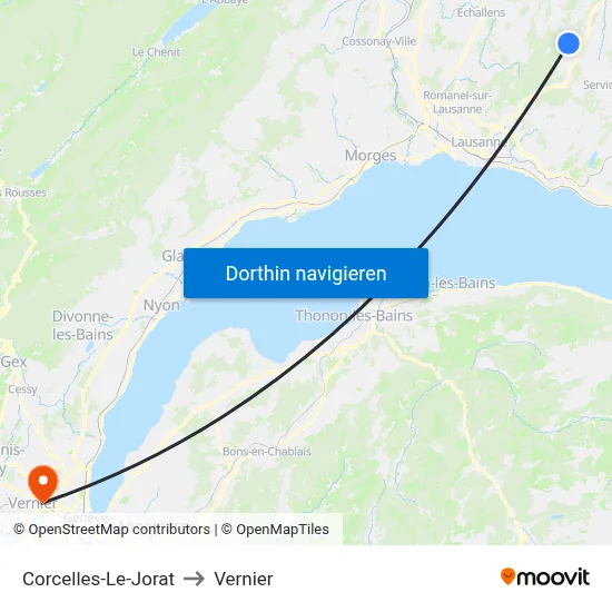 Corcelles-Le-Jorat to Vernier map