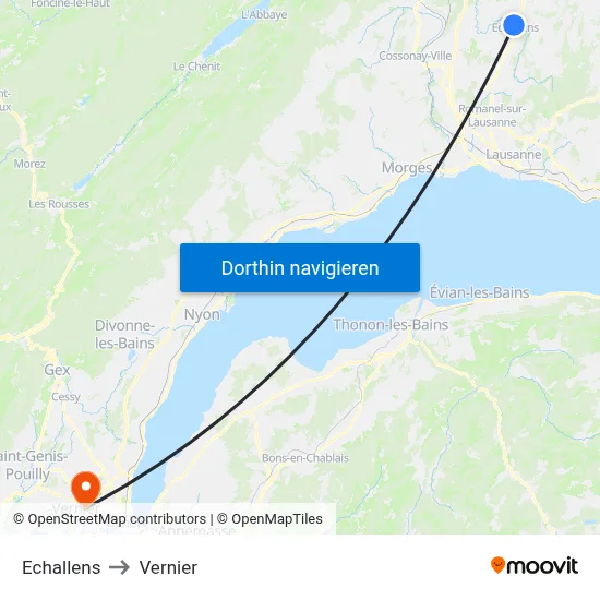 Echallens to Vernier map