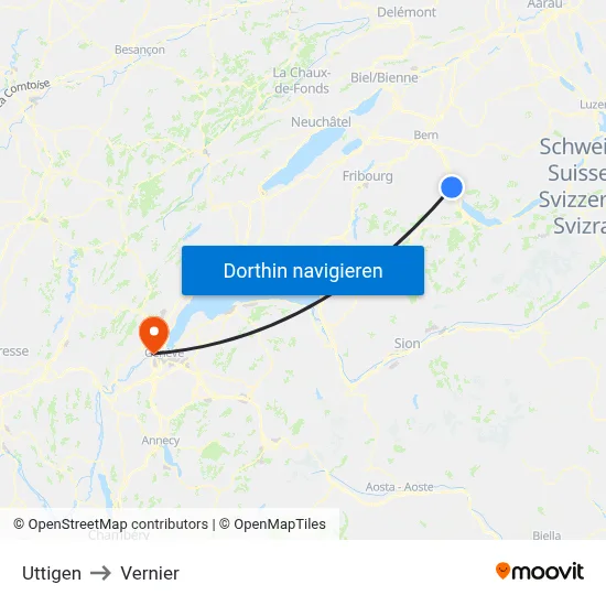 Uttigen to Vernier map