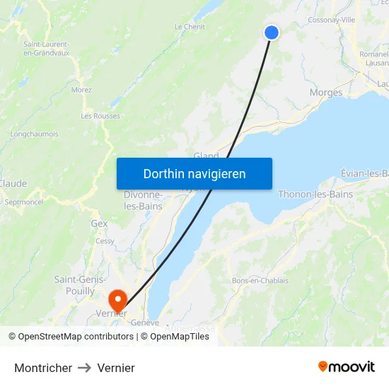 Montricher to Vernier map