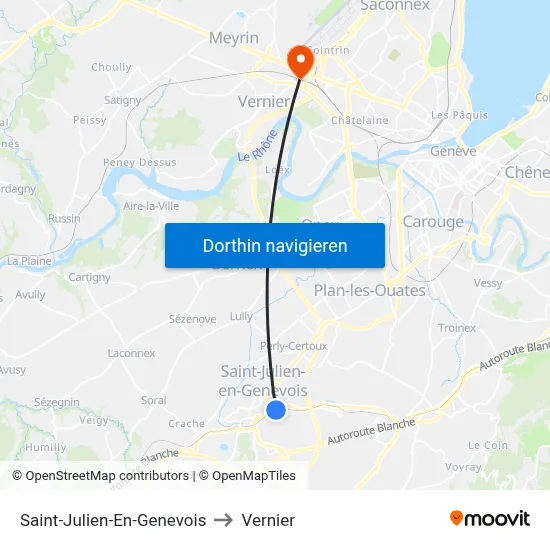 Saint-Julien-En-Genevois to Vernier map