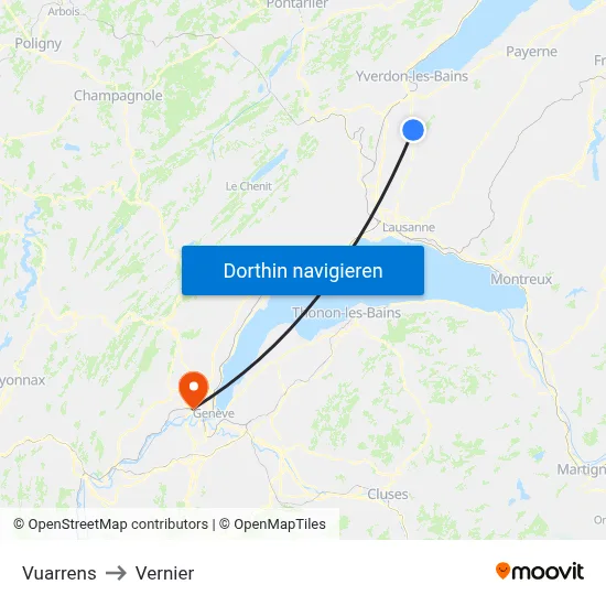 Vuarrens to Vernier map