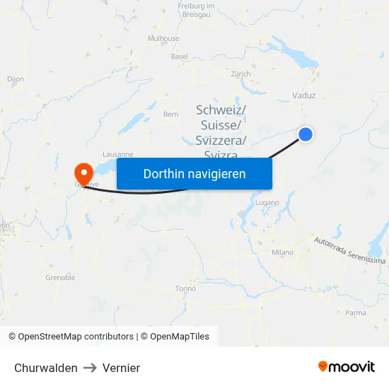 Churwalden to Vernier map