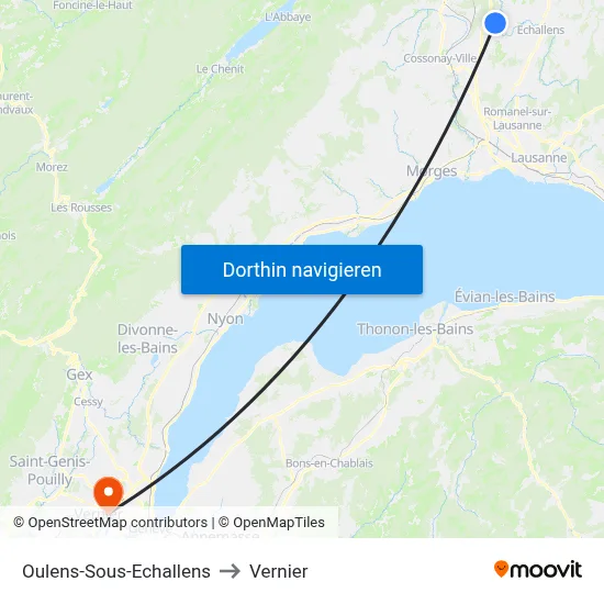 Oulens-Sous-Echallens to Vernier map