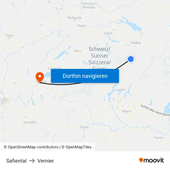 Safiental to Vernier map