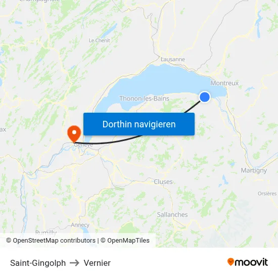 Saint-Gingolph to Vernier map