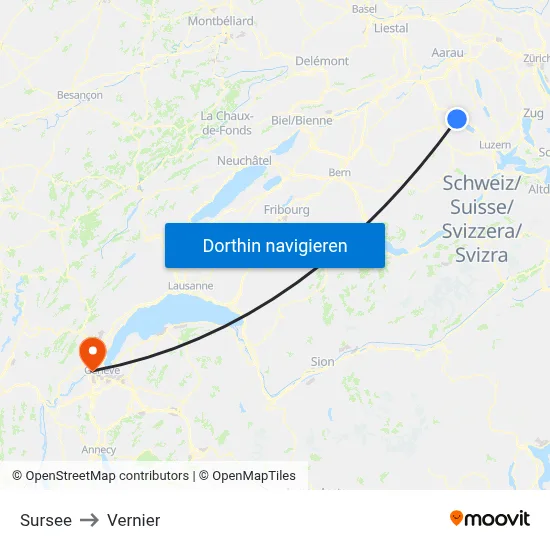 Sursee to Vernier map