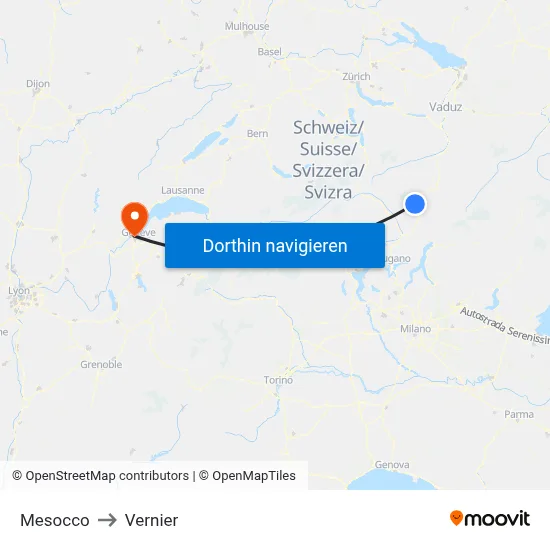 Mesocco to Vernier map