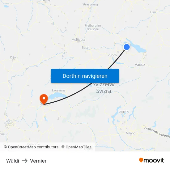 Wäldi to Vernier map