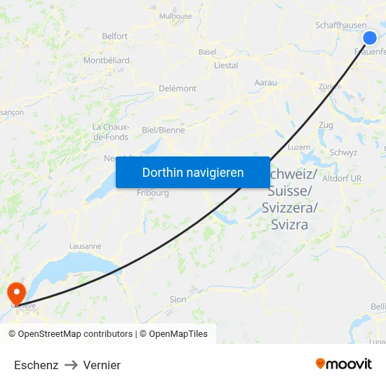 Eschenz to Vernier map