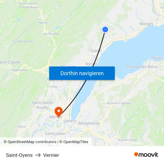 Saint-Oyens to Vernier map