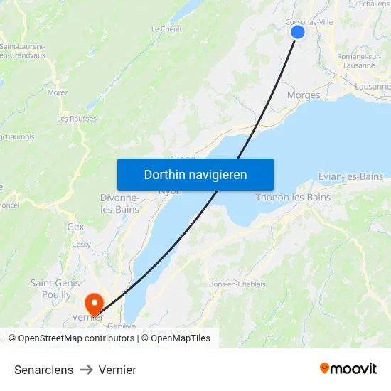 Senarclens to Vernier map