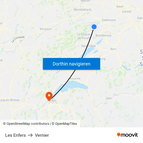 Les Enfers to Vernier map