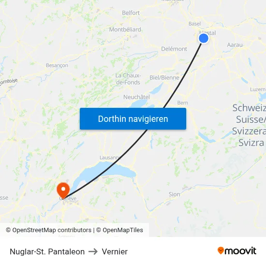 Nuglar-St. Pantaleon to Vernier map
