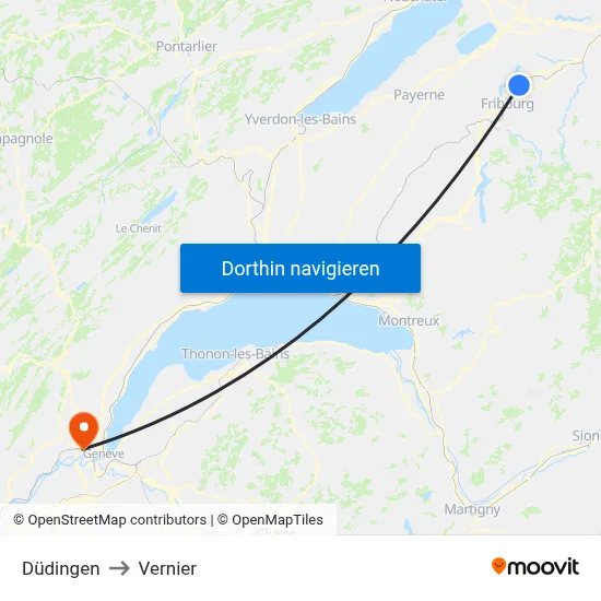 Düdingen to Vernier map